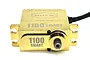 A gold-coloured Reefs RC 1100 Smart brushless servo with a metal case and output spline, shown against a white background.