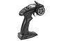 A black Xinlehong 2.4GHz pistol-grip RC transmitter with a silver steering wheel and power button, isolated on a white background.
