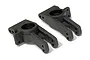 Two black plastic rear hub carriers for an RC car, shown from a high angle against a white background.
