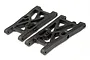 Two black plastic rear lower suspension arms for an HSP RC car, shown from an angled top-down perspective on a white background.