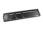 A rectangular Yeah Racing parts tray featuring a carbon fibre frame and black aluminium compartments on a white background.