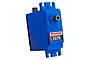 Traxxas 2075 waterproof digital servo in blue plastic casing with a black output spline, shown against a plain white background.