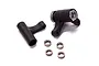 HSP RC servo saver assembly parts including two black plastic bell crank arms, a spring-loaded adjuster, and four small metal ball bearings.