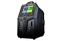 SkyRC T1000 Maestro dual port smart charger showing a digital display with charging status for two battery channels.