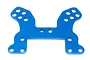 A blue anodized aluminium front shock tower for an HSP RC car, featuring multiple mounting holes for suspension adjustment.