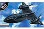 Box art for an Academy 1/72 scale Lockheed SR-71 Blackbird plastic model kit featuring an illustration of the aircraft in flight.