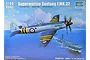 Box art for a 1/48 scale Trumpeter Supermarine Seafang F.MK.32 model kit, showing the aircraft flying over an aircraft carrier.