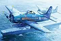 Box art illustration of two blue F8F Bearcat fighter planes flying over an aircraft carrier at sea.