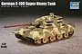 A product box for a Trumpeter 1/72 scale German E-100 Super Heavy Tank model kit, featuring a photo of the assembled and painted tank model.