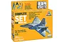 Italeri 1/72 scale F-22 Raptor plastic model starter kit box featuring an illustration of the aircraft and included tools and paints.