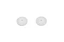 Two white circular RC shock pistons with eight small holes arranged in a ring, shown against a plain white background.