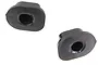 Two black plastic suspension arm pin bushes for an RC car, shown against a white background.
