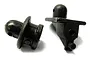Two black plastic RC car body posts shown against a white background.