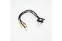 FMS Predator 2315 3850KV brushless outrunner motor with three black wires and gold bullet connectors against a white background.