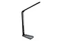 A sleek, dark grey foldable LED desk lamp by SkyRC, featuring a slim adjustable arm and a rectangular base with touch-sensitive control buttons.