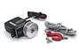 Reefs RC 99Micro black metal gear winch servo with an aluminium spool, red hook, winch line, and mounting hardware on a white background.