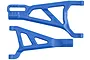 Two blue RPM RC front left suspension arms for Traxxas Summit, Revo, and E-Revo models, shown against a plain white background.