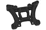 A black RPM front shock tower for RC vehicles, featuring multiple mounting holes and a molded plastic design.