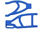 Two blue RPM extended wheelbase suspension arms for Traxxas RC vehicles, shown against a white background.