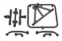 RPM RC spare parts kit for Slash 2WD/4WD, featuring black plastic molded components including a triangular mount and various support arms on a white background.