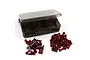 A Yeah Racing screw set for Tamiya TT-02 featuring red anodized aluminium screws and some silver titanium screws in a plastic storage case.