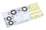 A Tamiya 1/32 scale decal sheet for a Vought F4U-1D Corsair model, featuring US military insignia, identification numbers, and yellow markings on a white backing.