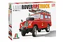 Italeri 1/24 scale Land Rover Fire Truck plastic model kit box showing a red Land Rover fire vehicle with ladder and equipment.