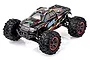 Xinlehong 9125 Sprint RC monster truck in black with red and yellow graphics, featuring large off-road tires and a detailed body shell.
