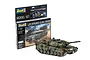 Revell 1/72 scale Leopard 2A6/A6M tank model kit box and a fully assembled, painted model tank on a white background.