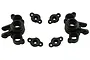 RPM black steering hubs and associated mounting plates for Traxxas 1/16 scale RC vehicles.