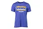 A blue heather Traxxas Racing t-shirt with yellow and white graphic print on the chest, displayed against a white background.