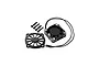 GPM Racing black aluminium cooling fan with protective grill and four mounting screws on a white background.