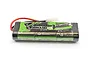 A Tornado RC 7.2V 5000mAh NiMH battery pack wrapped in green and black carbon fiber patterned shrink wrap with a Tamiya-style connector.