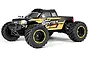 BlackZon Smyter Turbo MT 1/12 scale RC monster truck in yellow and black livery, shown from a front three-quarter angle against a white background.