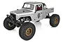 A studio shot of the Element RC Enduro Ecto 1/10 scale RC rock crawler in grey, featuring large off-road tires and gold-colored wheels.