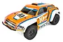 Team Associated RC10DR Dakar Rally Edition 1/10 scale RC buggy in orange with white and blue racing decals on a white background.