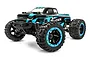 A BlackZon Slyder MT 1/16 scale RC monster truck in black and blue, featuring large off-road tires and a detailed truck body.