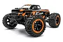 BlackZon Slyder MT 1/16 scale RC monster truck in black and orange, featuring large off-road tires and a detailed truck body.