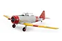 E-Flite SNJ-5/AT-6 Texan 1.5m RC plane in silver, red, and yellow US Navy livery against a white background.