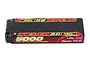 Gens Ace Redline 2.0 5000mAh 140C 7.4V LiPo hard case battery pack with red and yellow branding on a black casing.