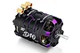 Hobbywing Xerun D10 10.5T sensored brushless motor in black and purple, featuring a drift-spec design and gold-plated connectors.