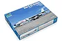 A product box for a Trumpeter 1/144 scale Xian H-6K Strategic Bomber plastic model kit, featuring an image of the aircraft on the runway.