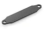 A Tamiya carbon fibre battery plate featuring a rectangular shape with rounded ends and mounting holes, shown against a white background.