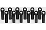 A collection of twelve black RPM RC long rod ends arranged in a grid against a plain light grey background.