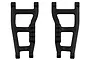A pair of black RPM RC rear suspension arms for a 2WD Slash vehicle, shown against a plain white background.