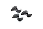 Three black two-blade plastic propellers for an RC boat arranged on a white background.