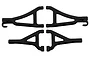 A set of four black RPM RC suspension arms for a 1/16 scale E-Revo, arranged in two rows on a white background.