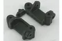 A pair of black plastic RPM caster blocks for Traxxas RC vehicles, shown from a top-down angle on a white background.