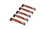 Five BetaFPV LAVA 1S 300mAh LiPo batteries arranged in a diagonal row on a white background.