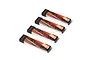 Four BetaFPV LAVA 1S 550mAh LiHV batteries arranged in a diagonal row on a white background.